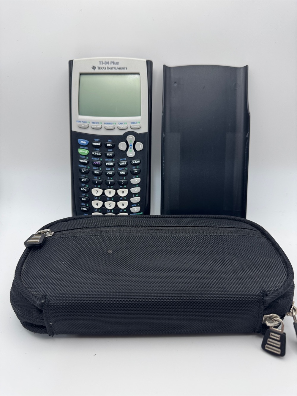 Texas Instruments TI-84 Plus Graphing Calculator in Black White with Case Tested